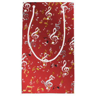 Petit Sac Cadeau musique, musical, note, blanc, mélodie, clé, son,