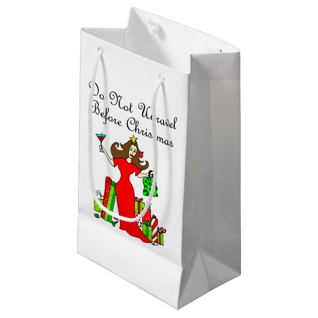 Petit Sac Cadeau Ne vous démêlez pas avant Noël - reine de Noël (Devant Angle)