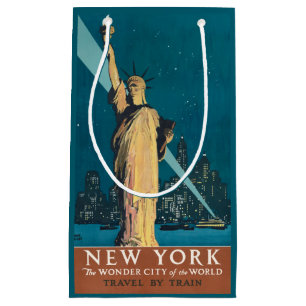 Petit Sac Cadeau New York City Vintage voyage Liberty Skyline