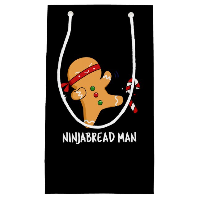Petit Sac Cadeau Ninjabread Man Funny Gingerbread Pun Dark BG (Devant)