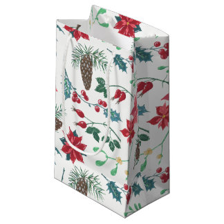 Petit Sac Cadeau Noël botanique traditionnel