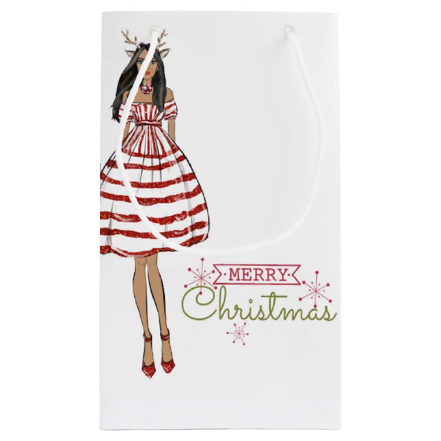 Petit Sac Cadeau Noël de fille classique (Dos)