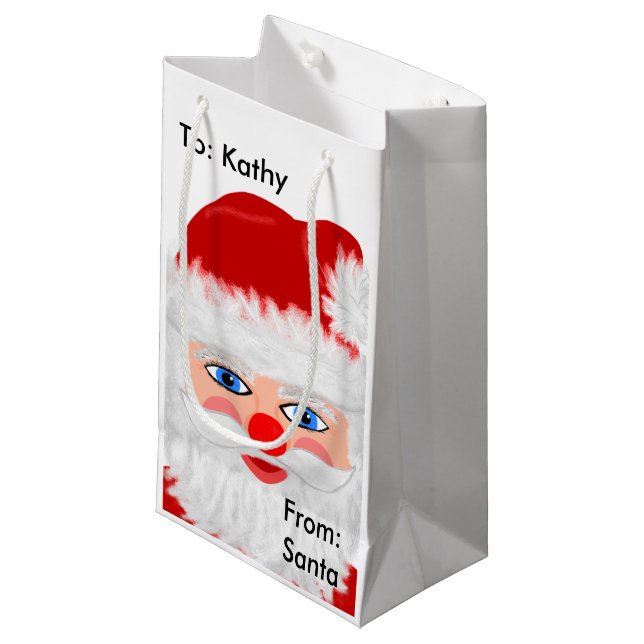 Petit Sac Cadeau Noël de Jolly Santa Claus (Devant Angle)