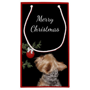 Petit Sac Cadeau Noël de Yorkie tenté