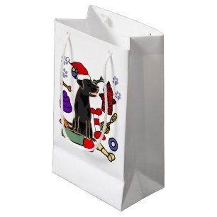 Petit Sac Cadeau Noël du mignon chien et des jouets Black Lab