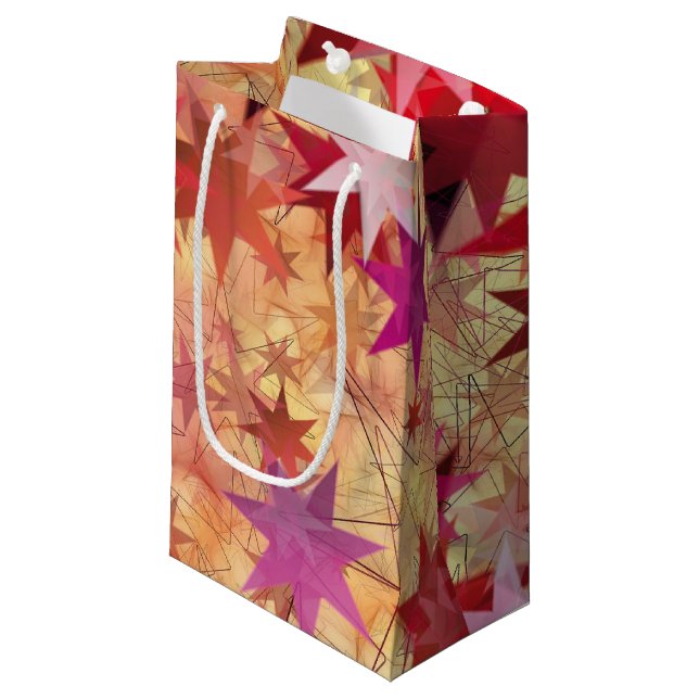Petit Sac Cadeau NOËL Étoiles Abstraites (Devant Angle)