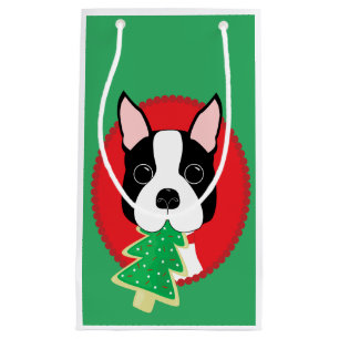 Petit Sac Cadeau Noël lunatique de Boston Terrier