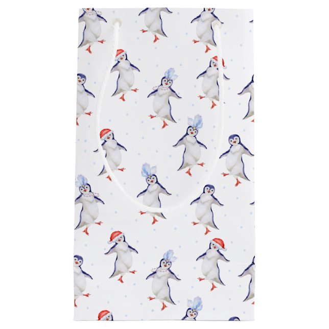Petit Sac Cadeau Noël mignon Danser Pingouins Motif Petit Cadeau (Devant)