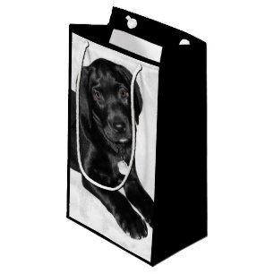 Petit Sac Cadeau Noir Labrador d'amour de chiot