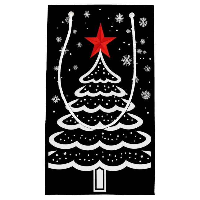 Petit Sac Cadeau Noir & Rouge Noël (Devant)