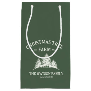Petit Sac Cadeau Nom de famille personnalisé Christmas Tree Farm Re