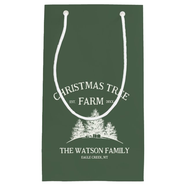 Petit Sac Cadeau Nom de famille personnalisé Christmas Tree Farm Re (Devant)