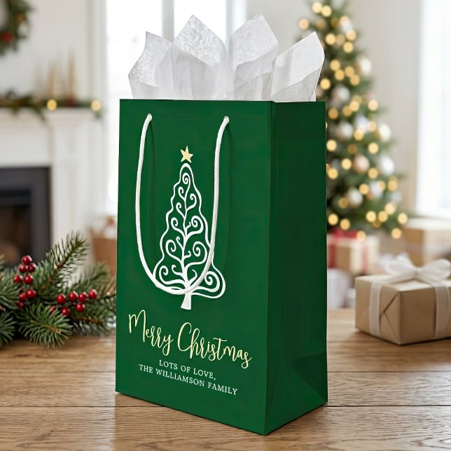 Petit Sac Cadeau Nom de l'arbre de Noël vert joyeux et fantaisiste (Créateur téléchargé)