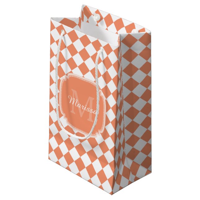Petit Sac Cadeau Nom Monogrammé - orange clair tendance (Devant Angle)