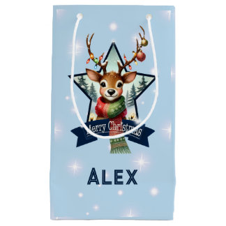 Petit Sac Cadeau Nom personnalisé Joyeux rennes de Noël