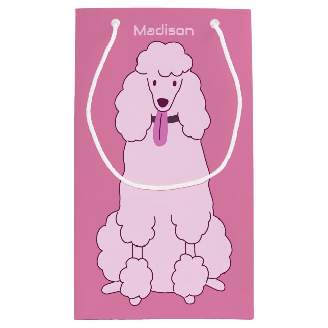 Petit Sac Cadeau Nom personnalisé Poodle rose (Dos)