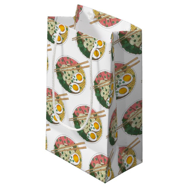 Petit Sac Cadeau Nourriture Japonaise Ramen Noodle Soupe Foin (Devant Angle)