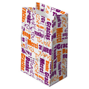 Petit Sac Cadeau Nuage pourpre et orange de mot de Merci