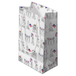 Petit Sac Cadeau NYC New York City Juillet 4 Patriotic Fireworks US