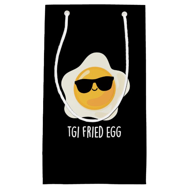 Petit Sac Cadeau Oeuf frit TGI Amusant Nourriture Pun Dark BG (Devant)