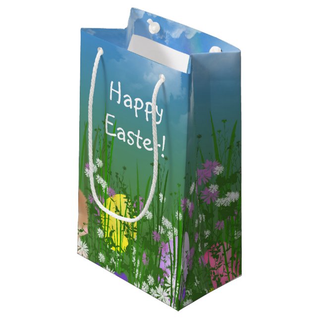 Petit Sac Cadeau Oeufs de Pâques et lapin (Devant Angle)