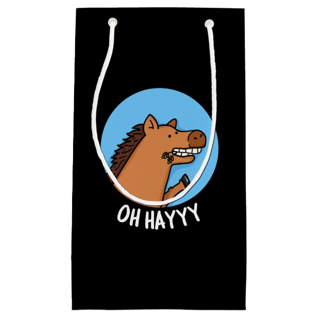 Petit Sac Cadeau Oh Hayyyyy Funny Horse Pun Dark BG (Devant)
