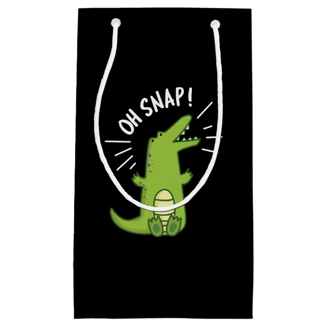Petit Sac Cadeau Oh Snap Funny Snapping Crocodile Pun Dark BG (Devant)