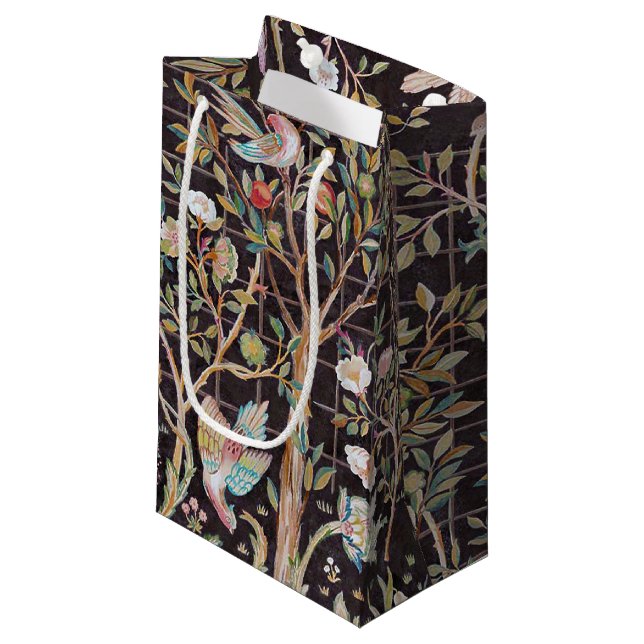 Petit Sac Cadeau Oiseaux dans le Jardin des Fleurs, William Morris (Devant Angle)