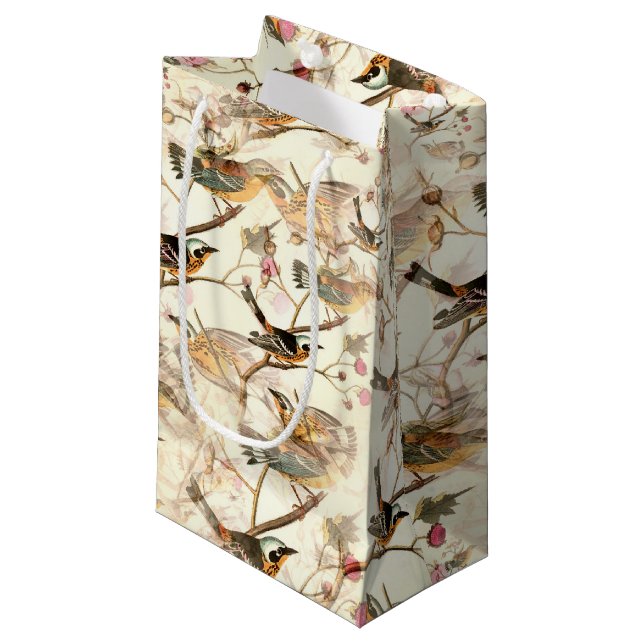 Petit Sac Cadeau Oiseaux sur une branche (Devant Angle)