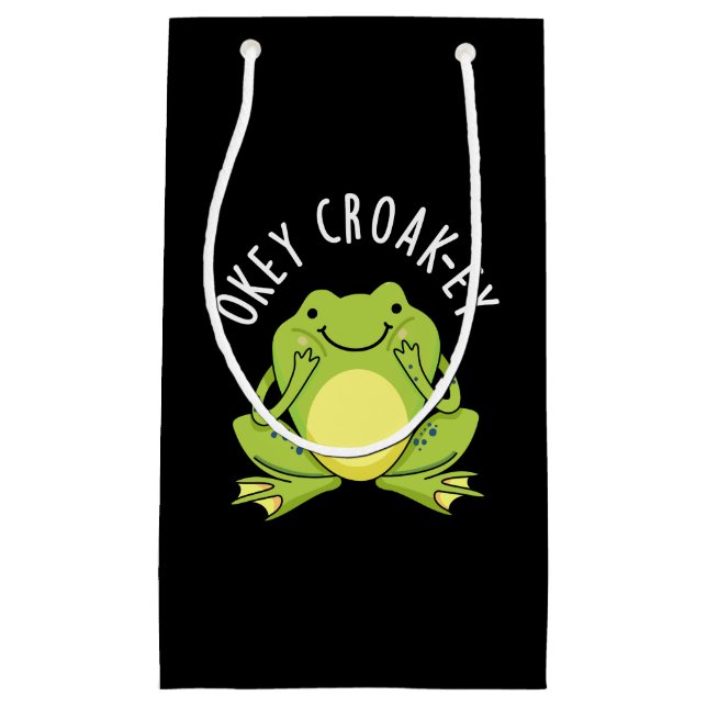 Petit Sac Cadeau Okey Croak ey Funny Frog Pun Dark BG (Devant)