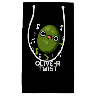 Petit Sac Cadeau Olive-r Twist Funny Fruit Olive Pun Dark BG