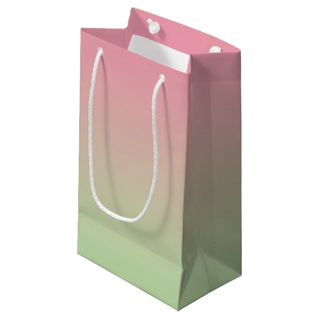 Petit Sac Cadeau Ombre rose et vert (Devant Angle)