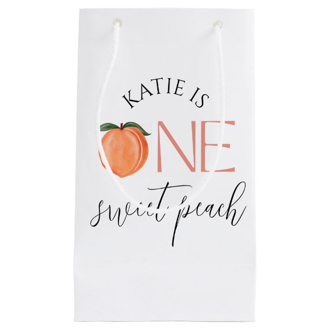 Petit Sac Cadeau One Sweet Peach 1er anniversaire (Devant)
