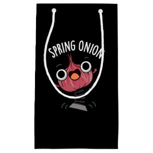 Petit Sac Cadeau Onion de printemps amusant Veggie Pun Dark BG