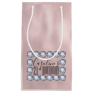 Petit Sac Cadeau Or Rose de luxe Anniversaire Verre Texture