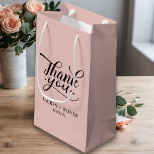 Petit Sac Cadeau Or Rose   Merci Mariage minimal