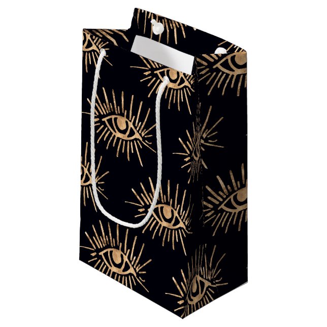 Petit Sac Cadeau Or Voir les yeux mystérieux Illuminati Masonic (Devant Angle)