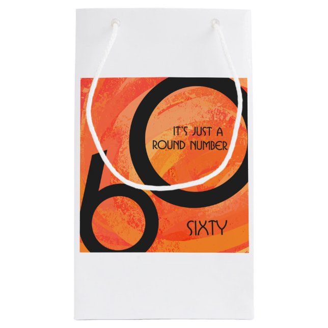 Petit Sac Cadeau Orange 60 Anniversaire de la Décennie (Dos)