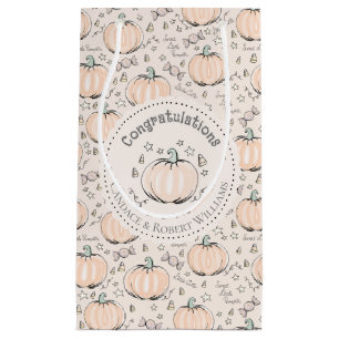 Petit Sac Cadeau Orange & Crème Petit Citrouille Bébé Félicitations
