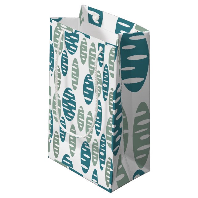Petit Sac Cadeau Ovales bleus rétro (Devant Angle)