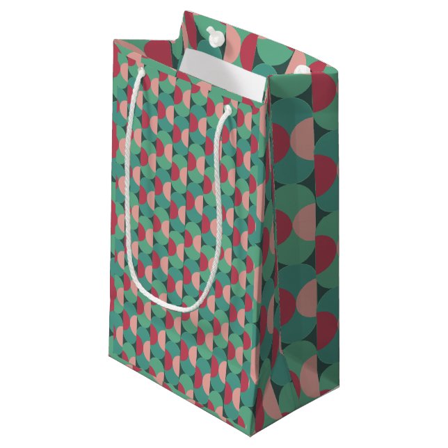 Petit Sac Cadeau Ovales rétro et demi-cercles (Devant Angle)