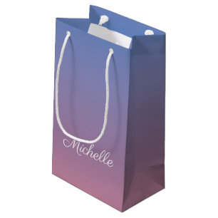 Petit Sac Cadeau Pale rose et bleu dégradé ombre