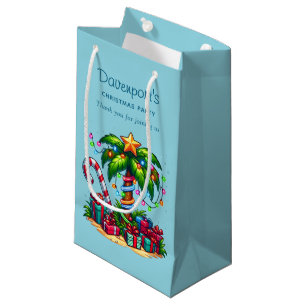 Petit Sac Cadeau Palmier tropical Joyeux Noël