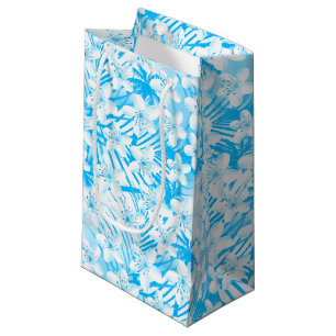 Petit Sac Cadeau Palmiers tropicaux bleus