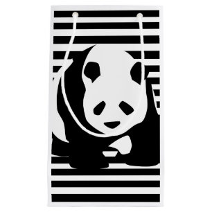 Petit Sac Cadeau Panda et rayures noirs et blancs