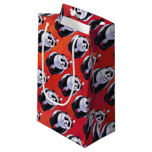Petit Sac Cadeau Panda Ours Noël Rouge