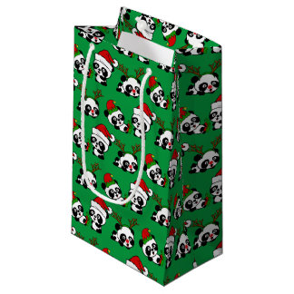 Petit Sac Cadeau Pandas de Noël