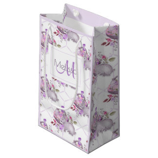 Petit Sac Cadeau Panier de Pâques et lapin avec Nom et Monogramme