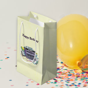 Petit Sac Cadeau Papier Machine à Écrire Manuelle Violette Stylo Ja
