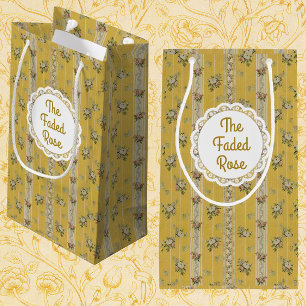 Petit Sac Cadeau Papier peint antique vintage personnalisé jaune 